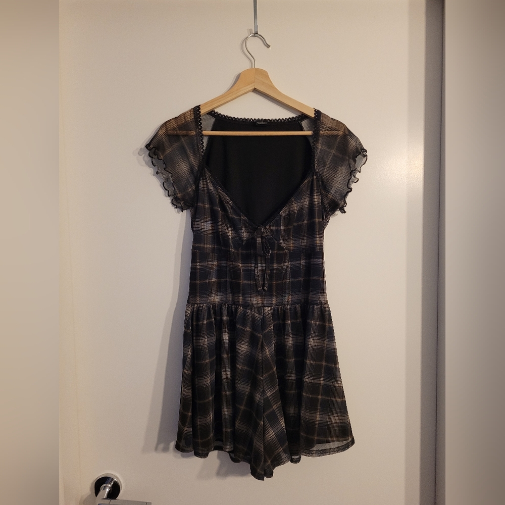 Plaid Short Sleeve Romper